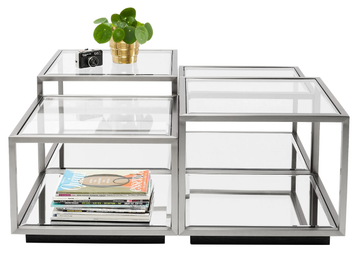 LUIGI SILVER - Square Glass and Stainless Steel high side table by KARE Design - view 2
